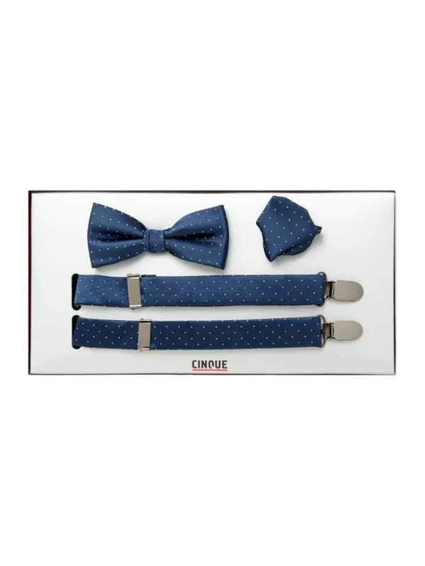 Cinque Fliege, Einstecktuch Und Hosenträger Im Set Modell ‚Carlo‘ – Marineblau 6