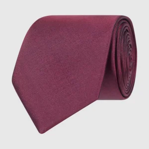 Seidenfalter Krawatte (6 Cm) Und Einstecktuch Im Set – Aubergine 9