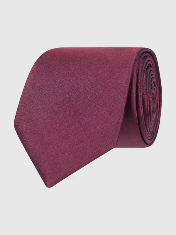 Seidenfalter Krawatte (6 Cm) Und Einstecktuch Im Set – Aubergine 4