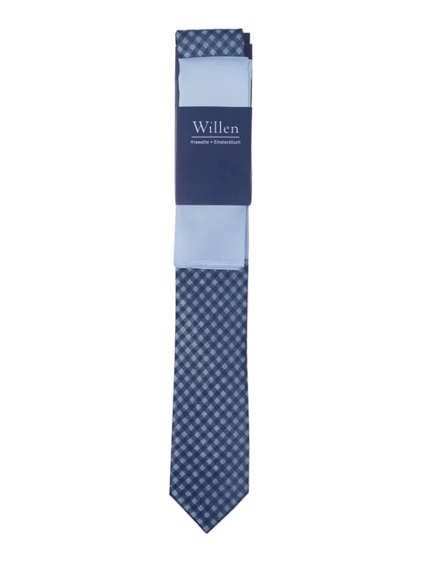 Willen Krawatte Und Einstecktuch Im Set – Bleu 4
