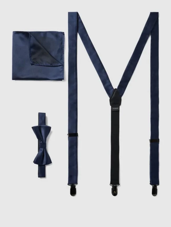Monti Fliege, Einstecktuch Und Hosenträger Im Set – Marineblau 1