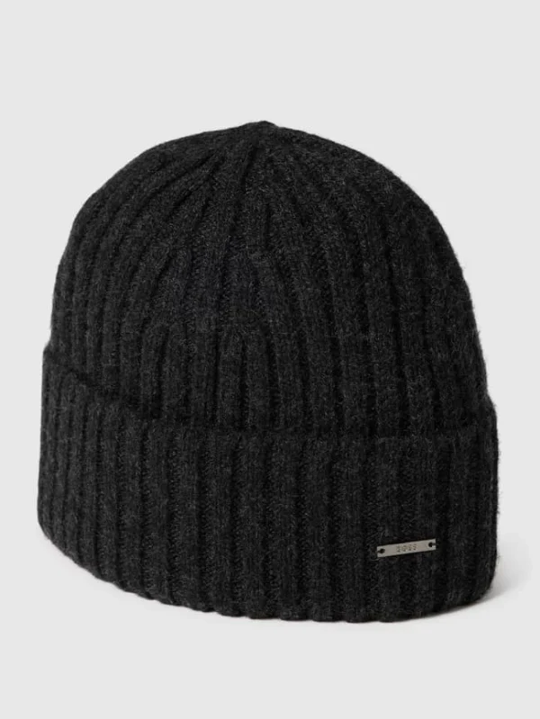 BOSS Beanie Mit Label-Detail Modell ‚T-Lino‘ – Schwarz 1
