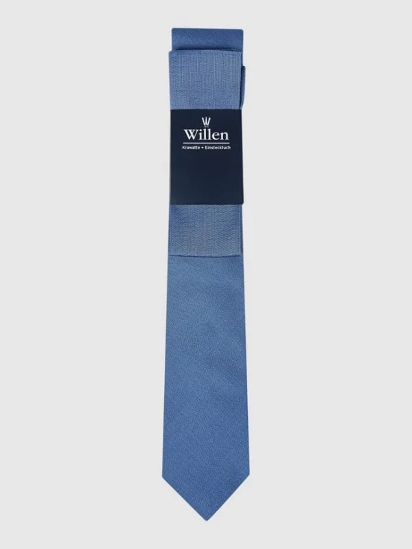 Willen Krawatte Und Einstecktuch Im Set – Blau 4