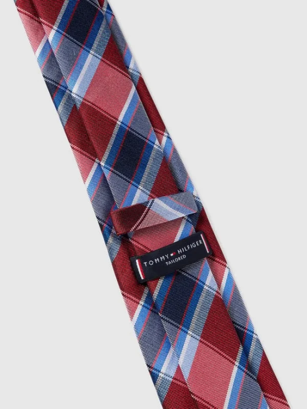 Tommy Hilfiger Seidenkrawatte Mit Gitterkaro – Rot 5