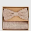 Seidenfalter Fliege Und Einstecktuch Im Set – Beige 20