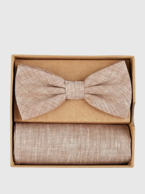 Seidenfalter Fliege Und Einstecktuch Im Set – Beige 1