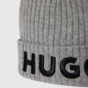 HUGO Beanie Mit Label-Stitching – Mittelgrau Meliert 6