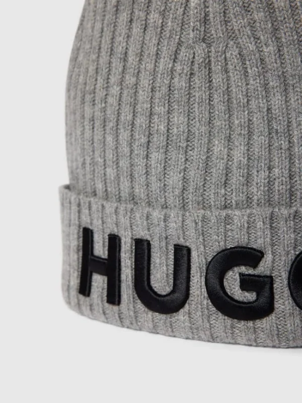 HUGO Beanie Mit Label-Stitching – Mittelgrau Meliert 3