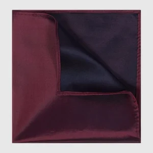 Seidenfalter Krawatte (6 Cm) Und Einstecktuch Im Set – Aubergine 7