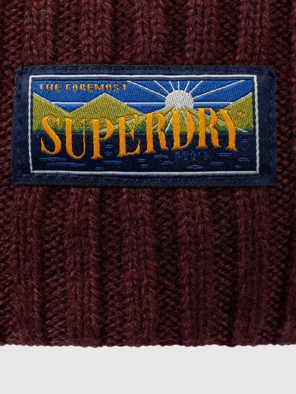 Superdry Beanie Aus Wollmischung – Bordeaux Rot 3