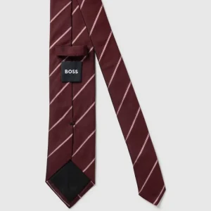 BOSS Seidenkrawatte Mit Streifenmuster – Bordeaux Rot 10
