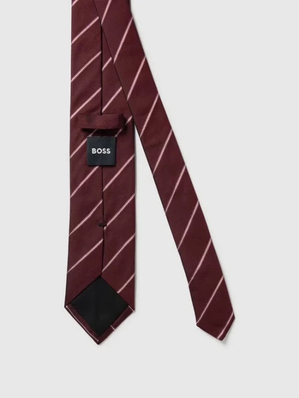 BOSS Seidenkrawatte Mit Streifenmuster – Bordeaux Rot 4