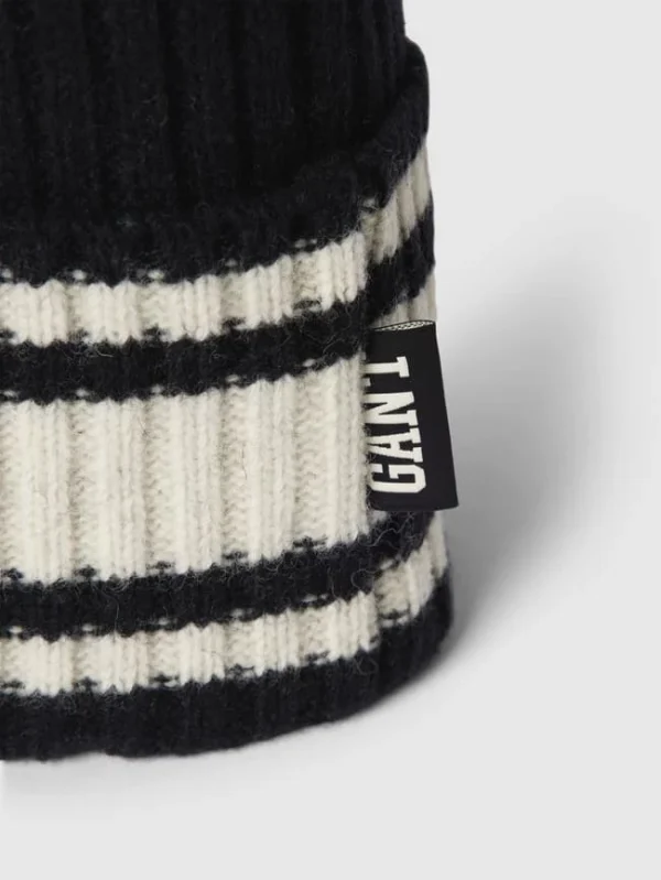 Gant Beanie Mit Kontraststreifen Modell ‚STRIPED WOOL COLLEGIATE‘ – Schwarz 3