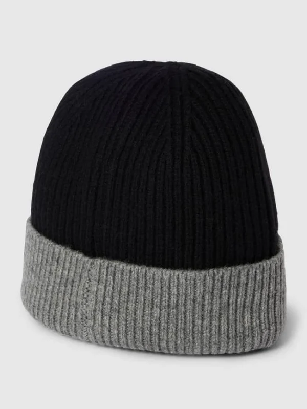 S.Oliver RED LABEL Beanie Mit Kontrastbesatz Modell ‚Mütze‘ – Dunkelgrau 1
