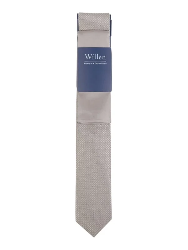Willen Krawatte Und Einstecktuch Im Set – Taupe 4