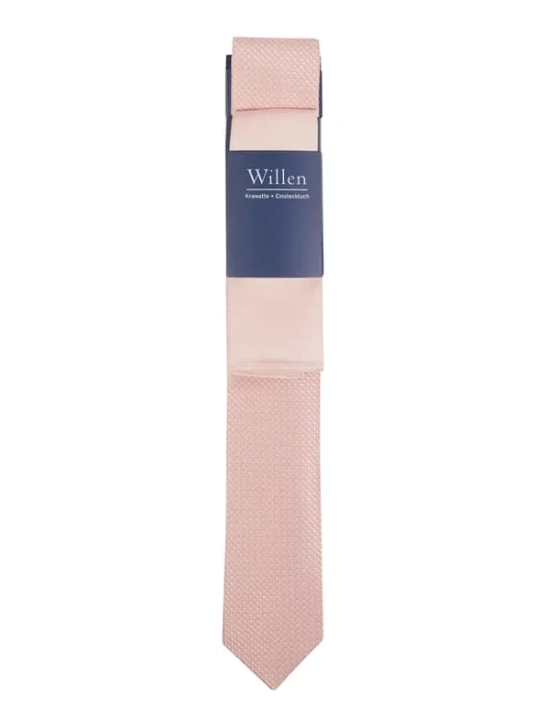 Willen Krawatte Und Einstecktuch Im Set – Rosa 4