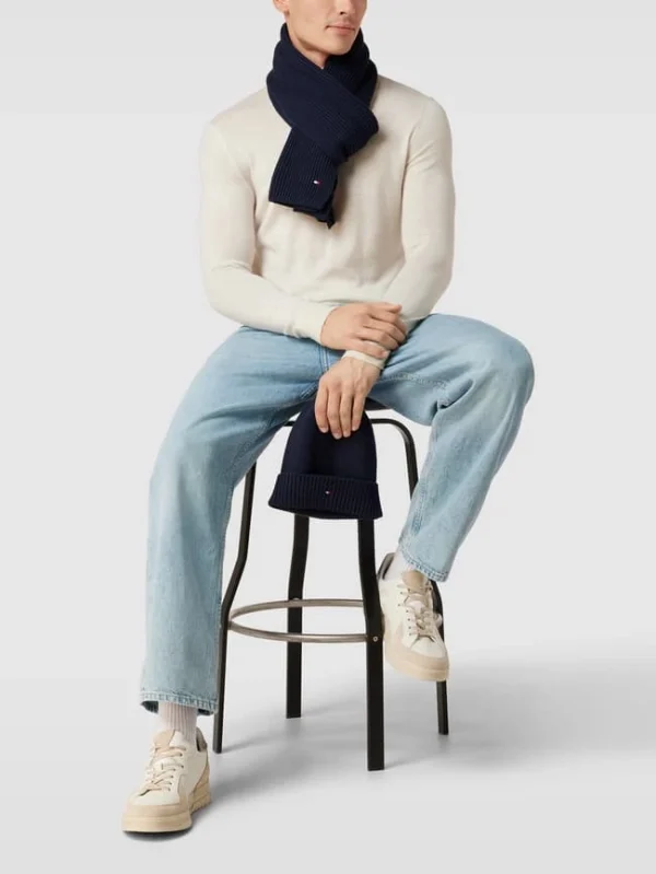 Tommy Hilfiger Mütze Und Schal In Strick-Optik Im Set – Marineblau 1