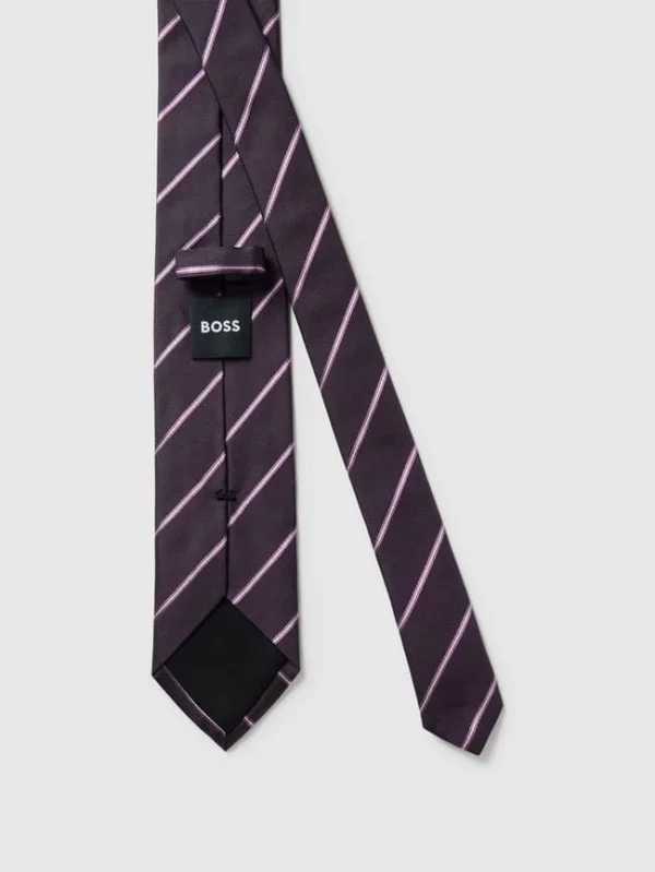 BOSS Seidenkrawatte Mit Streifenmuster – Lila 4