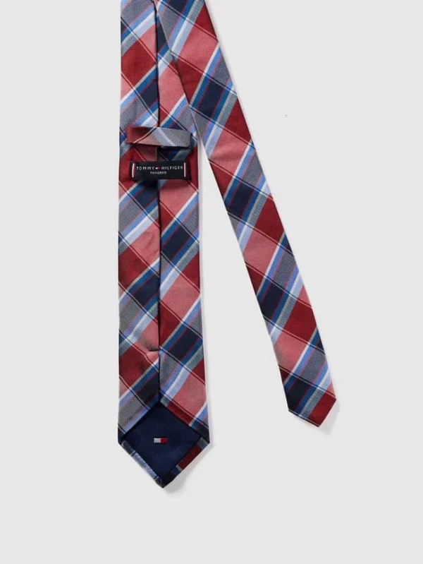 Tommy Hilfiger Seidenkrawatte Mit Gitterkaro – Rot 4