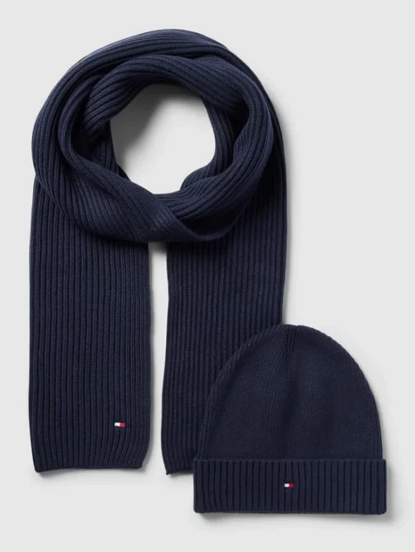 Tommy Hilfiger Mütze Und Schal In Strick-Optik Im Set – Marineblau 3