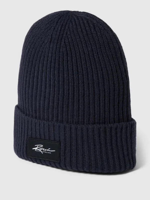 REVIEW Beanie Mit Label-Patch – Marineblau 1